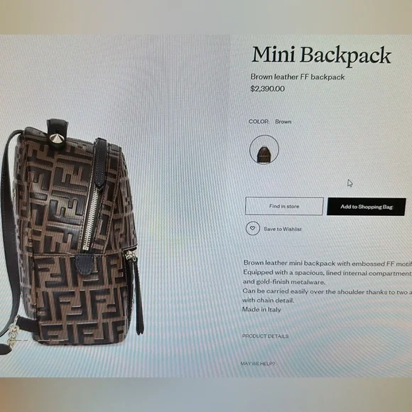 Fendi | Bags | Authenticfendi Mini Backpack | Poshmark display picture 2